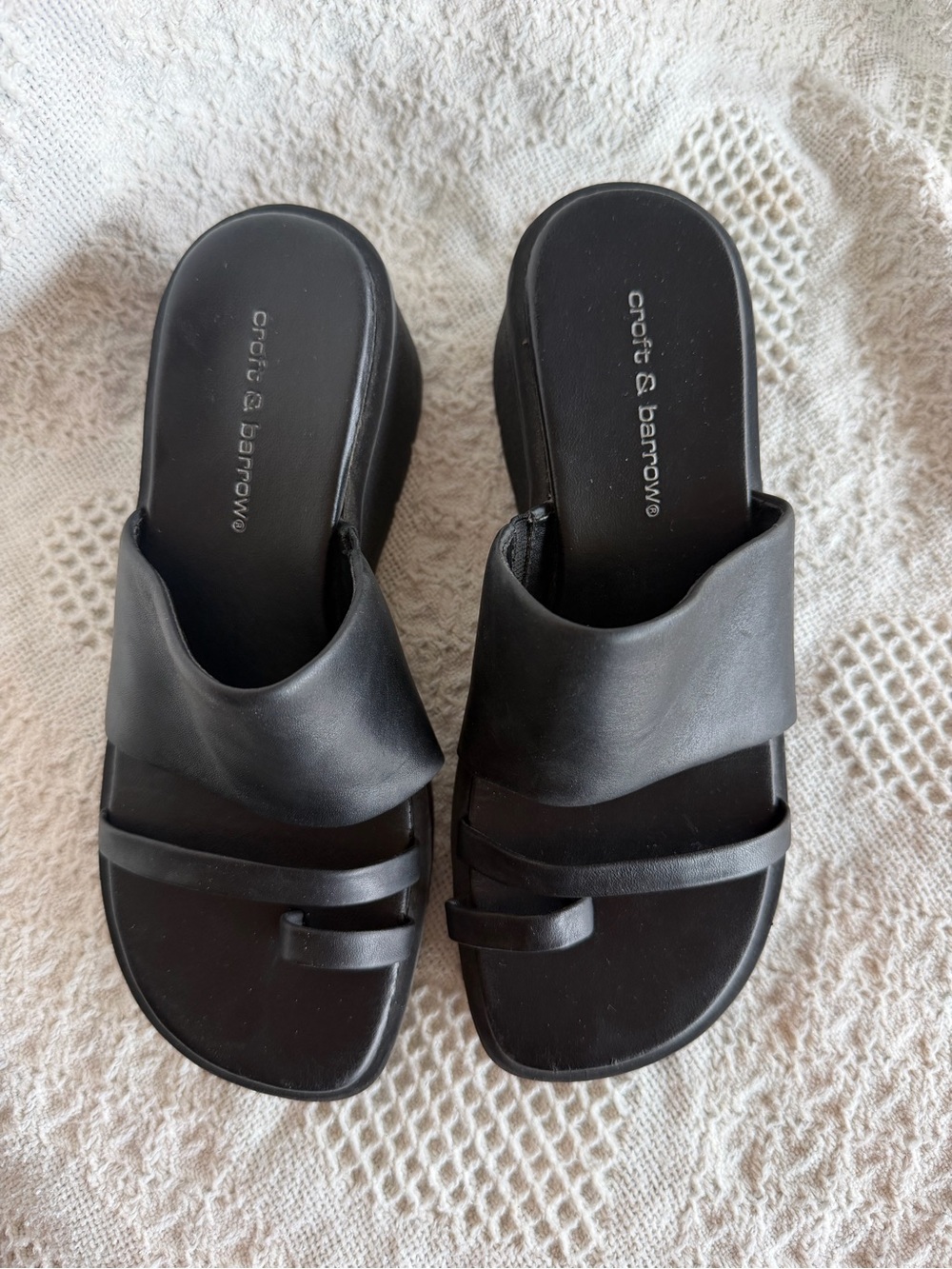Croft & Barrow vintage Black Slide Sandals